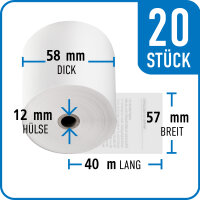 EC-Cash-Rolle 57 mm x 58 mm x 12 mm x 40 m | VPE 20 Rollen