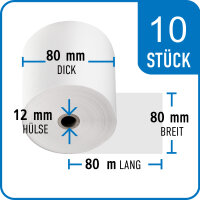 Thermorolle 80 mm x 80 mm x 12 mm x 80 m | 55 gr. | VPE...