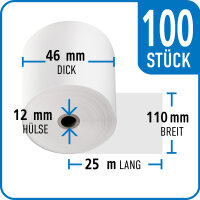 Thermorolle 110 mm x 46 mm x 12 mm x 25 m | VPE 100 Rollen