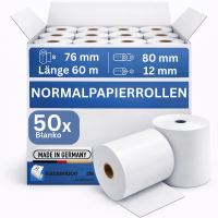 Normalpapierrolle 76 mm x 80 mm x 12 mm x 60 m | VPE 50...